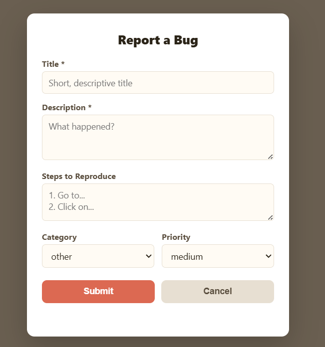 Bugnet bug report widget in a Construct 3 game